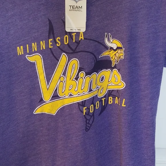 NWT Women's NFL Team Apparel Vikings Minnesota Size Medium Purple Yellow Tshirt - Picture 4 of 10